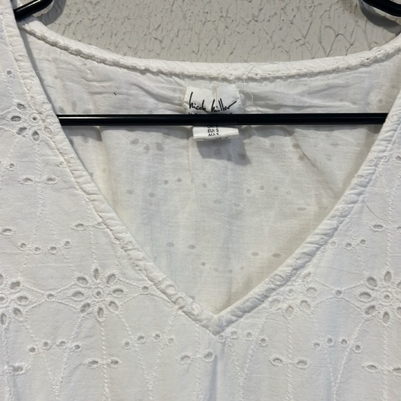 Nicole Miller New York Cotton Eyelet White Sleeveless A line Dress size small - Picture 5 of 10